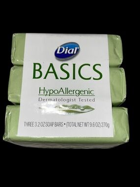 Dial Basics Hypoallergenic Bar Soap 3.2 oz  3 Pack NEW Sealed Old Stock 2009